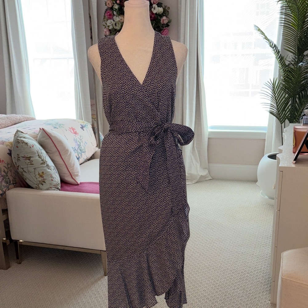 Vineyard Vines Navy and White Scallop Dot Wrap Dress